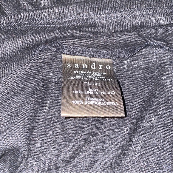 Sandro Black Linen Silk Tank Top Shirt - Picture 14 of 15